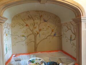 fresque , décor sur enduit à la chaux